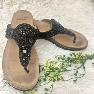 Dansko Pamela Black Jewelled Suede Slip On Comfort Sandals‎ Womens sz 36/6-6.5
